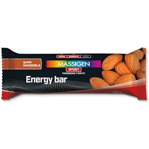 MASSIGEN Mass Sport Energy Bar Mandorla, 50 g, Barretta Energetica al Gusto Mandorla, Ideale per Allenamenti Intensivi