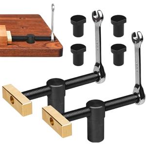 mizikuu 2 Clip da Tavolo per la lavorazione del legno, Banco da lavoro da Tavolo Veloce Morsetto con 4 Ganci da Banco Morsetti Regolabili Acciaio Inox Fori per Cani da 20 mm Nero