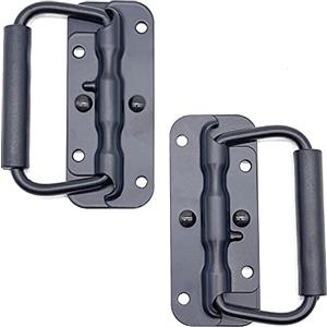 PEZEEU Maniglie Pieghevoli Cassetta Degli Attrezzi Maniglie Pieghevoli Maniglia Della Scatola Caricata a Molla - 2 Pezzi Maniglie Baule Carichi per Sostituire la Valigia o la Casella Degli Strumenti, Nero