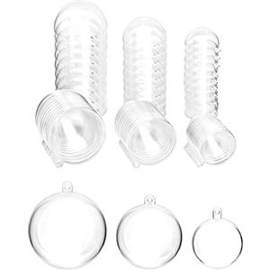 QWORK® 30 Pezzi Palline Di Plastica Trasparenti, Ø 4 cm, Ø5 cm, Ø6 cm Palline Di Natale, Riutilizzabile Palla Trasparente