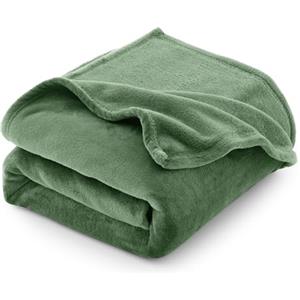 CozyLux Plaid Pile di Flanella 260gsm, Coperta Divano 130 x 150 cm, Letto Singolo Calda e Morbida - Verde