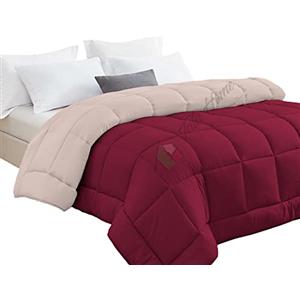 Tata Home Trapunta Invernale Tinta Unita Double Face Singola Imbottita 350 gr/mq Piumone Caldo Letto 1 piazza 180x260 cm Bicolore Rosso Panna Mod. J