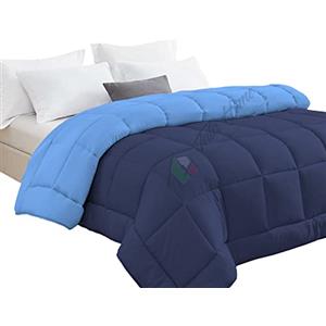 Tata Home Trapunta Invernale Tinta Unita Double Face Singola Imbottita 350 gr/mq Piumone Caldo Letto 1 piazza 180x260 cm Bicolore Avio Blu Mod. J