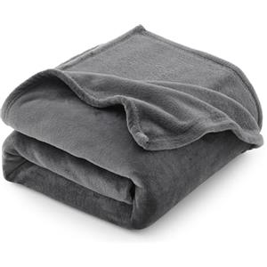 CozyLux Plaid Pile di Flanella 260gsm, Coperta Divano 130 x 150 cm, Letto Singolo Calda e Morbida - Grigia