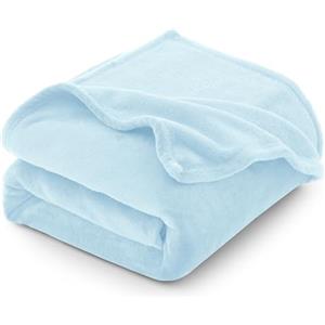 CozyLux Plaid Pile di Flanella 260gsm, Coperta Divano 130 x 150 cm, Letto Singolo Calda e Morbida - Azzurro