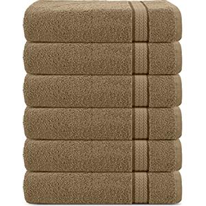 Sweet Needle Set di 6 asciugamani di lusso in cotone 600 g/m² super morbido, 30 x 30 cm, Lino - doppio strato, spesso, assorbente, asciugatura rapida, asciugamani di qualità per hotel e spa