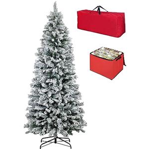 Totò Piccinni Albero di Natale INNEVATO, Folto, Effetto Neve Realistico, Incluso Borsone e Porta Palline (210 cm, BERNA SLIM)