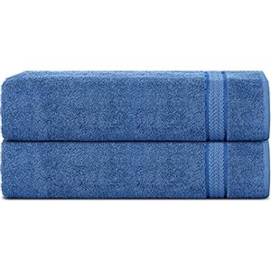 Sweet Needle Set di 2 asciugamani da bagno in cotone super morbido, Blu elettrico - 600 g/m², doppio strato, cucitura forte, molto assorbente e morbido per bagno, doccia e uso quotidiano (140x70 cm)