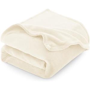 CozyLux Coperta Plaid Pile di Flanella 260gsm, Coperta Divano 130 x 150 cm, Coperta Letto Singolo Calda e Morbida - Bianca Crema