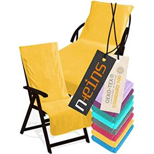 npluseins Rivestimento per lettino da giardino o sedia da giardino, in spugna 1593.2317, 70 x 200 cm, giallo