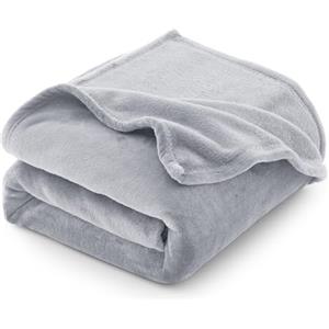 CozyLux Plaid Pile di Flanella 260gsm, Coperta Divano 130 x 150 cm, Letto Singolo Calda e Morbida - Grigio Chiaro