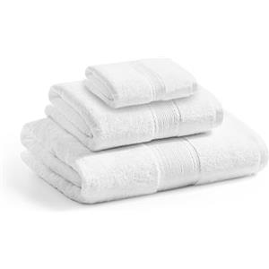 Sweet Needle - Asciugamano da bagno di qualità premium per hotel, Bianco - 100% cotone - 600 g/m² - 1 asciugamano da bagno, 1 asciugamano e 1 salvietta, altamente assorbente per il bagno