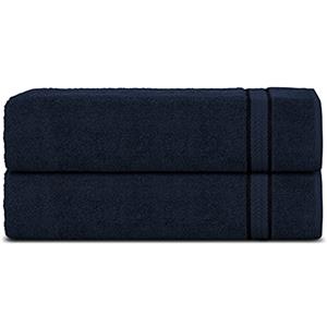 Sweet Needle Set di 2 asciugamani da bagno in cotone super morbido, Marine - 600 g/m², doppio strato, cucitura forte, molto assorbente e morbido per bagno, doccia e uso quotidiano (140x70 cm)