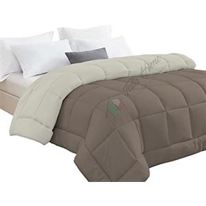 Tata Home Trapunta Invernale Tinta Unita Double Face Singola Imbottita 350 gr/mq Piumone Caldo Letto 1 piazza 180x260 cm Bicolore Panna Marrone Mod. J