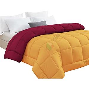 Tata Home Trapunta Invernale Tinta Unita Double Face Piazza Mezza Imbottita 350 gr/mq Piumone Caldo Letto Piazza e Mezza 220x260 cm Bicolore Rosso Arancio Mod. J