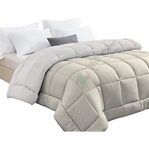 Tata Home Trapunta Invernale Tinta Unita Double Face Singola Imbottita 350 gr/mq Piumone Caldo Letto 1 piazza 180x260 cm Bicolore Panna Tortora Mod. J