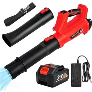 Nexalite Soffiatore a Batteria 21V, con 4.0Ah Batteria,6 Velocità e Display LCD, 218 km/h,2 Ugelli - Soffiatore Foglie Potente per Giardino, Vialetti, Terrazzi, Garage e Pulizia Casa con Animali