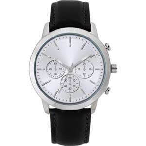 NUOVO Orologio da uomo classico cinturino in pelle moderno classico orologio al quarzo facile da leggere uomo business casual orologio minimalista, argento, Classico