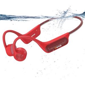 Wantek Cuffie con suono osseo, nuoto, Bluetooth IP68, impermeabili, nuoto, con memoria da 32 GB, lettore MP3, auricolari aperti, senza fili, per nuoto e corsa