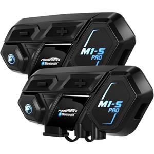 Fodsports M1-S PRO Interfono Moto Coppia V2.1, 5.0 Bluetooth Interfono Casco per 8 Motociclisti, Auricolari Moto con Condivisione Musicale, Riduzione del Rumore, Audio Multitasking Cablato, 2 Pezzi