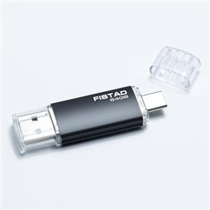 FISTAD Chiavetta USB 64GB, 2 in 1 OTG Flash Drive USB 2.0 Type C 64GB Thumb Drive Memoria Stick Pen Drive per PC, Tablet, USB C Smartphone, ecc (Nero)