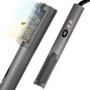 Souvik Spazzola Lisciante Per Capelli, Modellatori Capelli Professionale, Ionica Piastra Pettine Riscaldante Anti-Scottatura, 9 Temperature, Pulsante Aria Fredda e Riscaldamento Rapido