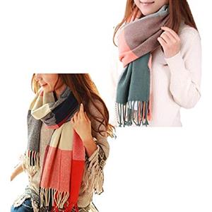 Tuopuda Sciarpa Donna Inverno Scialle Maglione Cappotto Quadri Elegante Lungo Morbida Calda Tartan Wrap Maglia Stole Invernale