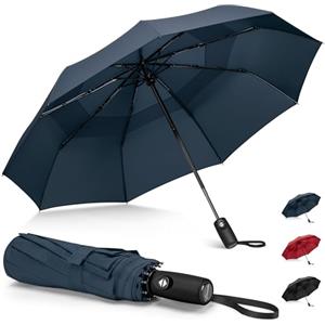 NINEMAX Ombrello Pieghevole Antivento, Ombrello Piccolo Da Viaggio Automatico Apri Chiudi, Ombrelli Pieghevoli Resistenti Portatile per Donna Uomo (Blu Zaffiro)