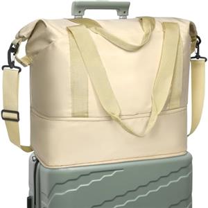 DMluna Borsa da viaggio impermeabile - Borsa da trasporto sportiva - Borsa a tracolla - Borsa per il fine settimana per uomo e donna - Borsa ospedaliera - Espandibile con maniche trolley e tasca