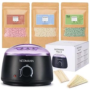 NEOMANN Waxer II Scaldacera Professionale per Cera Brasiliana - Macchina Trattamento al Teflon per Cera con Perline da 300 g, 20 Bastoncini e Altro - Kit Ceretta Brasiliana, Set Ceretta