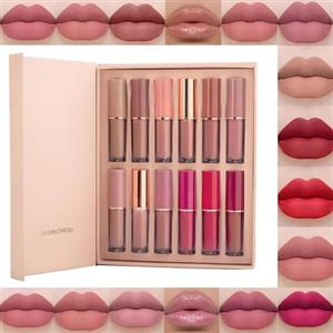 Beauty Searcher Rossetto 12 pezzi Matte Liquid Lipgloss Rossetto Matte Kit lucidalabbra per liquido opaco Kit regalo liquido per cosmetici a lunga durata impermeabile