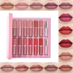 Beauty Searcher Set di 14 colori di lucidalabbra, set regalo di rossetto opaco perlato, lucidalabbra antiaderente, rossetto liquido all'olio per le labbra