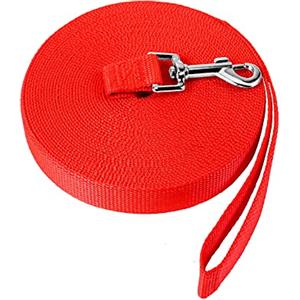 NavoX Guinzaglio per Cani Addestramento 15M/50ft, Lungo Nylon Guinzaglio Cani Resistente Leggero con Fibbia Lega Zinco per Cane Allontanare Sicurezza Rossa