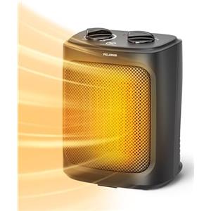 Pelonis Mini Termoventilatore 2000W con Due Livelli di Calore, Riscaldatore Elettrico in Ceramica per il Bagno, Controllo della Temperatura, Riscaldamento per Ufficio