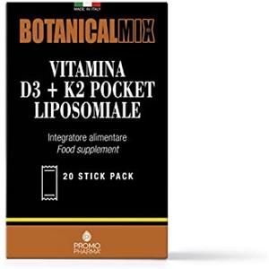 PromoPharma Botanical Mix Vitamina D3 + K2 Pocket Liposomiale - integratore per il sistema immunitario, il benessere muscolare e delle ossa - Con Vitamina D3 e K2 ad alto assorbimento - 20 stick da 1 g