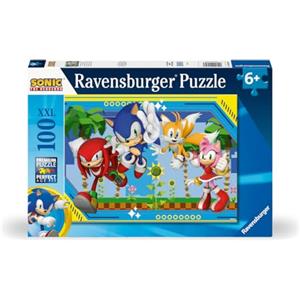 Ravensburger - Sonic Puzzle 100 Pezzi XXL, Puzzle Bambini 6 annI, Sonic Giocattolo, Gioco Educativo e Stimolante, 49x36cm