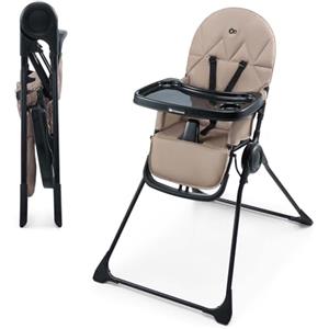 kk Kinderkraft Kinderkraft BINCI Seggiolone Pappa, leggero e pieghevole, con vassoio, poggiapiedi e cinture a 5 punti, perfetto per piccoli spazi e viaggi, Beige