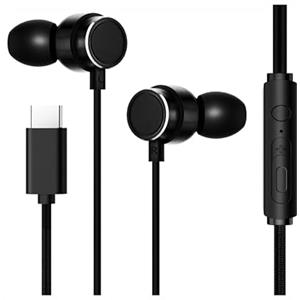 HAPPYAUDIO W2 USB C Auricolari Cablati, Tipo C Cuffie cablate In Ear con Bassi Profondi e Microfono, Stabile e Comodo da Indossare, Compatibile con Galaxy Google iPhone