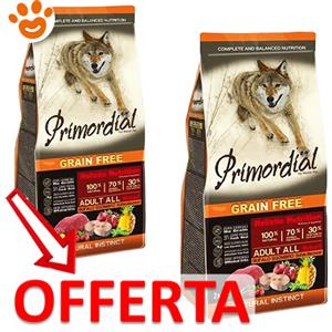 Primordial Dog Grain Free Adult Bufalo e Sgombro - Offerta [PREZZO A CONFEZIONE] Quantità Minima 2, Sacco Da 12 Kg