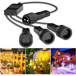 Vautvis Connettore Luci Natale 2 Pin, Prolunga Per Luci Natale 27cm, Connettore Catena Luminosa Impermeabile IP65, Splitter Distributore Per Catena Luminosa Esterno