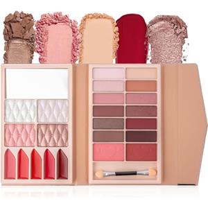 CHSEEO Trousse Trucchi Donna, Trucchi Bambina Palette di Ombretti per Trucco, Palette di Ombretti Tutto in Uno Tavolozza Completo Valigetta con Ombretto, Gloss, Rossetti e Polveri Viso