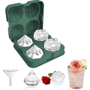Wenyue Stampo Cubetti di Ghiaccio con Coperchio,riutilizzabile,Rose Ghiaccio Stampo Silicone Cubetti Ghiaccio,con coperchio,riutilizzabile,senza BPA,per gelato,whisky,cocktail,succhi di frutta,caffè
