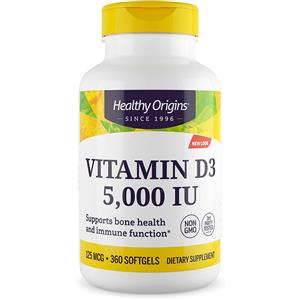 Healthy Origins Vitamin D-3 + Olive Oil 5000iu 360softgels - Vitamina D3
