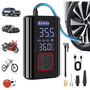 SERVOMASTER Compressore Aria Portatile, Mini Compressore Portatile 150PSI con Batteria Ricaricabile, Gonfiatore Elettrico Portatile con Luce LED per Auto Moto Bici Palla