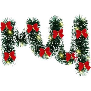Akxlax Ghirlanda Natalizia con Luci, Ghirlanda Luminosa 5 Metri con Timer, Ghirlanda Verde Natale per Esterno Interno, Ghirlande Natalizie Scale Camino, Ghirlanda Albero di Natale (Con prua e Luci Timer)
