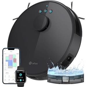 LEFANT M1 Robot Aspirapolvere Lavapavimenti con Mappatura 3 in 1, Navigazione Laser dToF, 5500Pa, Ultra Sottile 32cm, 150 Min, Controllo APP/Alexa, per Peli Animali e Pavimenti Duri, Nero