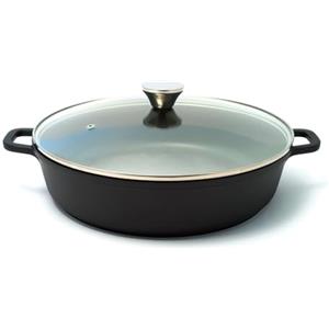 Baumalu 384920 - Pentola bassa con coperchio in vetro, 32 cm