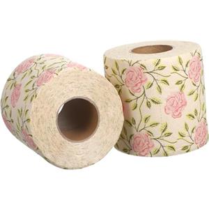 Gatuida 2rotoli Carta Igienica Decorativa Forma Di Rosa in Polpa Di Bambù Delicata Per Uso Quotidiano e Decorare Bagno Motivo Floreale Romantico