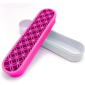 TopHomer Porta pennelli da trucco da scrivania, in silicone, organizer per strumenti da cucito, per forbici, pittura, penne, pennarelli cosmetici (21 cm, rosso rosa)