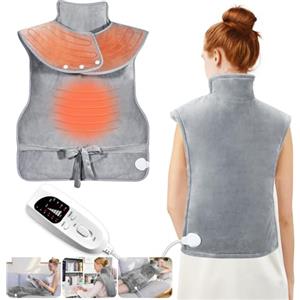 Vautvis Cuscinetti termici Cuscino Riscaldante Per Collo, Spalle E Schiena, Termoforo Elettrico per Schiena, 6 Livelli Di Riscaldamento, Timer Di Spegnimento Automatico, Termoforo Cervicale E Spalle